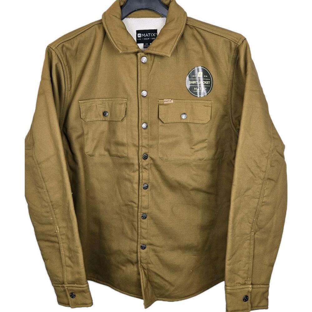 Matix Canvas Jacket Shacket Chore Sherpa Lined Snap Tan Size M NEW Gorpcore Farm